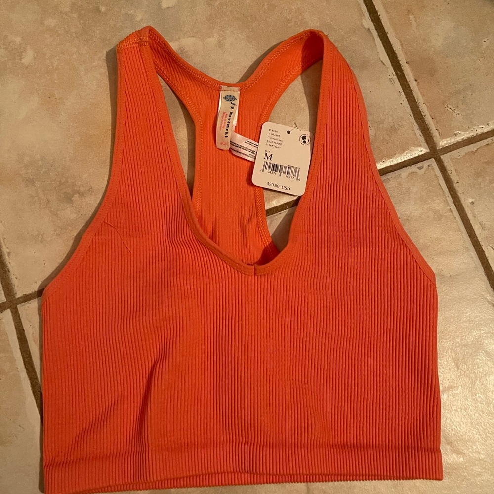 NWT FP MOVEMENT ORANGE RIBBED SPORTS BRA